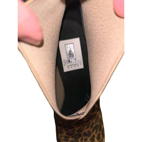 SAN MIGUEL SHOES Leopard STRETCH FABRIC ANKLE BOOTIES SIZE 6/7 - Picture 9 of 11